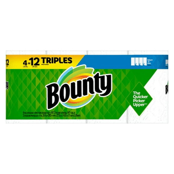 Bounty Select-A-Size Paper Towels, White, 4 Triple Rolls