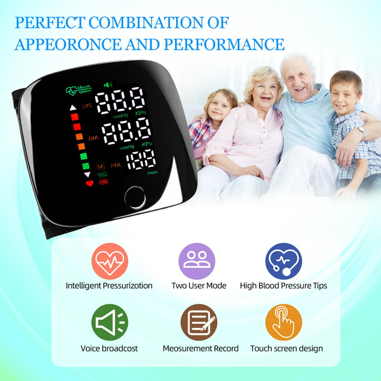 New Wrist Blood Pressure Monitor with Speaker, Blood Pressure Machine Has a  Large LCD Display Touch Screen, Digital Automatic Blood Pressure Cuff Wrist  Rechargeable, and Easy One-Touch Operation 