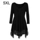 thumbnail image 1 of Vestido corto de empalme de encaje de talla grande para mujer Blusa de manga larga sexy Top informal de trabajo Vogacara AP1427-24B, 1 of 7