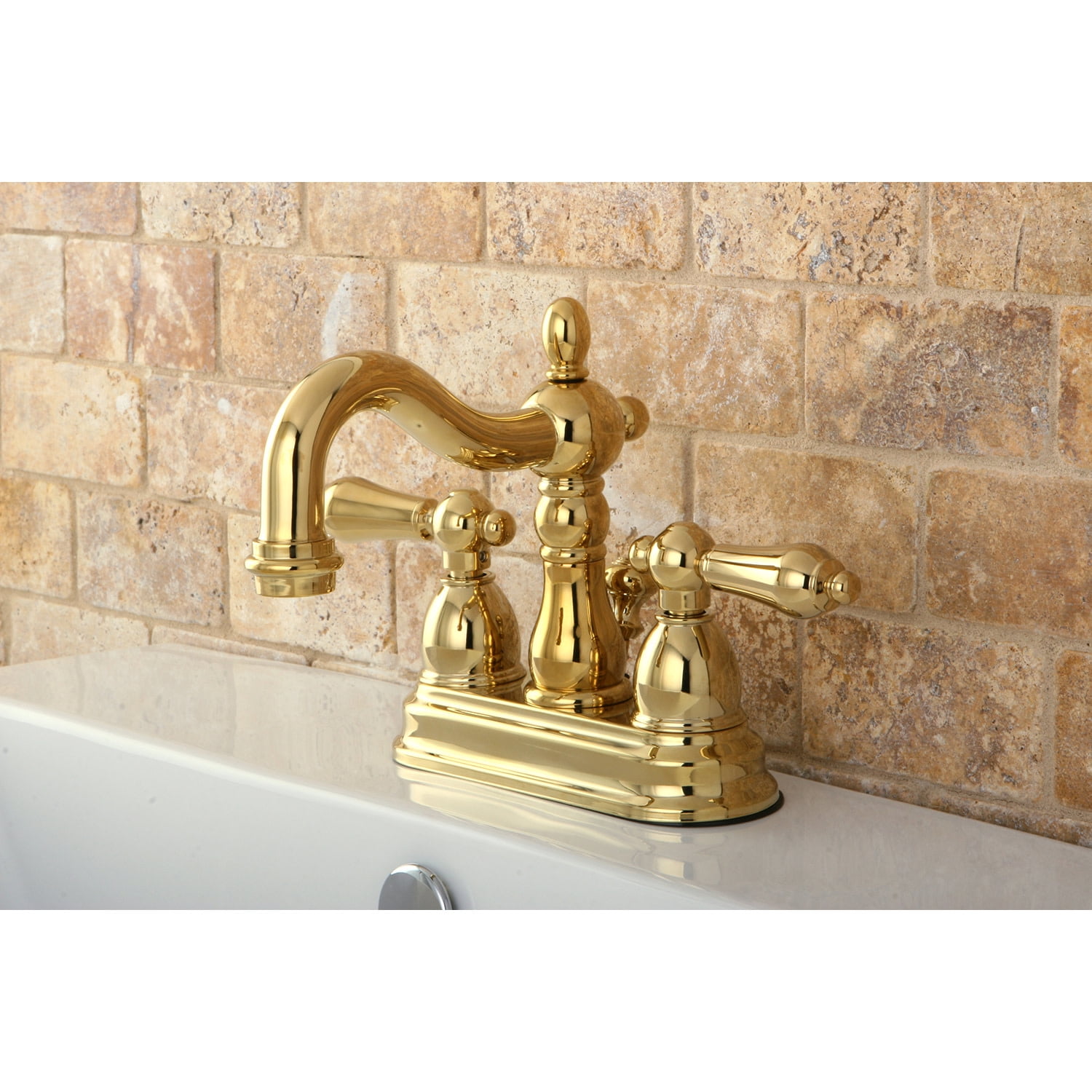 Kingston Brass KB1602AL Heritage 4 in. Centerset Bathroom Faucet, Polished Brass