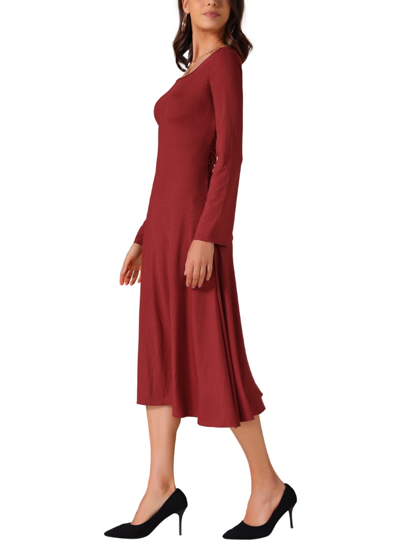 strapless open back dress Red Tartan Plaid Smocked Square Neck 1/2 Puff Sleeve Tie Waist Midi Dress Red / L / 75%Polyester+25%Cotton main image 1
