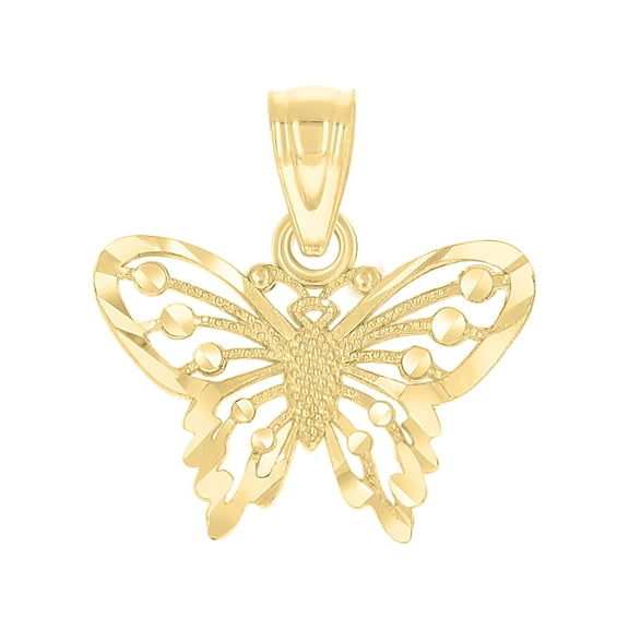 10kt Real Yellow Gold Diamond-Cut Womens Butterfly Animal Charm Pendant