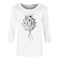 thumbnail image 4 of miqiqism 3/4 Length Sleeve Womens Tops Casual Crewneck T Shirts Juniors Three Quarter Sleeve Tunic Tops Teen Girls Trendy Loose Fit Long Sleeves Blouses,White,Medium, 4 of 4