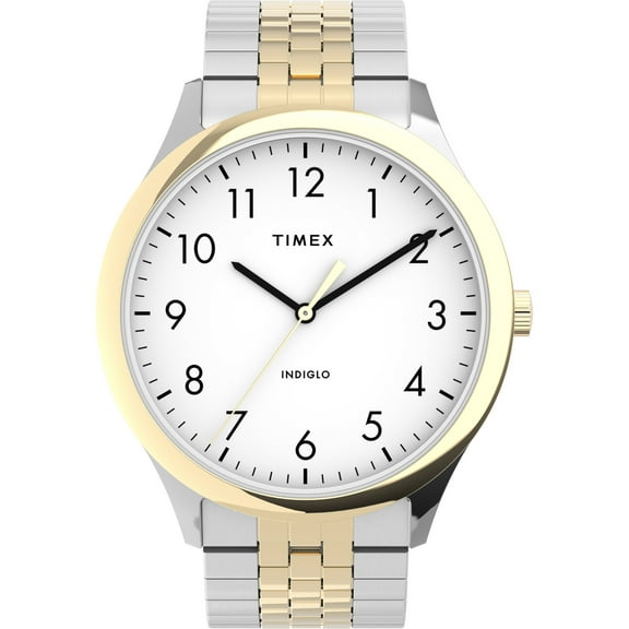 Timex Men's Modern Easy Reader Two-Tone/White 40mm Casual Watch, Expansion Band