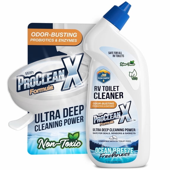 Clean Camper RV Toilet Cleaner ProClean Formula | Enzyme & Probiotics, Safe for RV Toilets, Holding Tanks & Sensors | Eliminates Odors