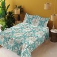 thumbnail image 2 of Ambesonne Floral Fitted & Flat Sheet with Sham 3 Pcs Set, Wild Nature Forest Flowers, Twin, Ivory Seafoam Turquoise, 2 of 5