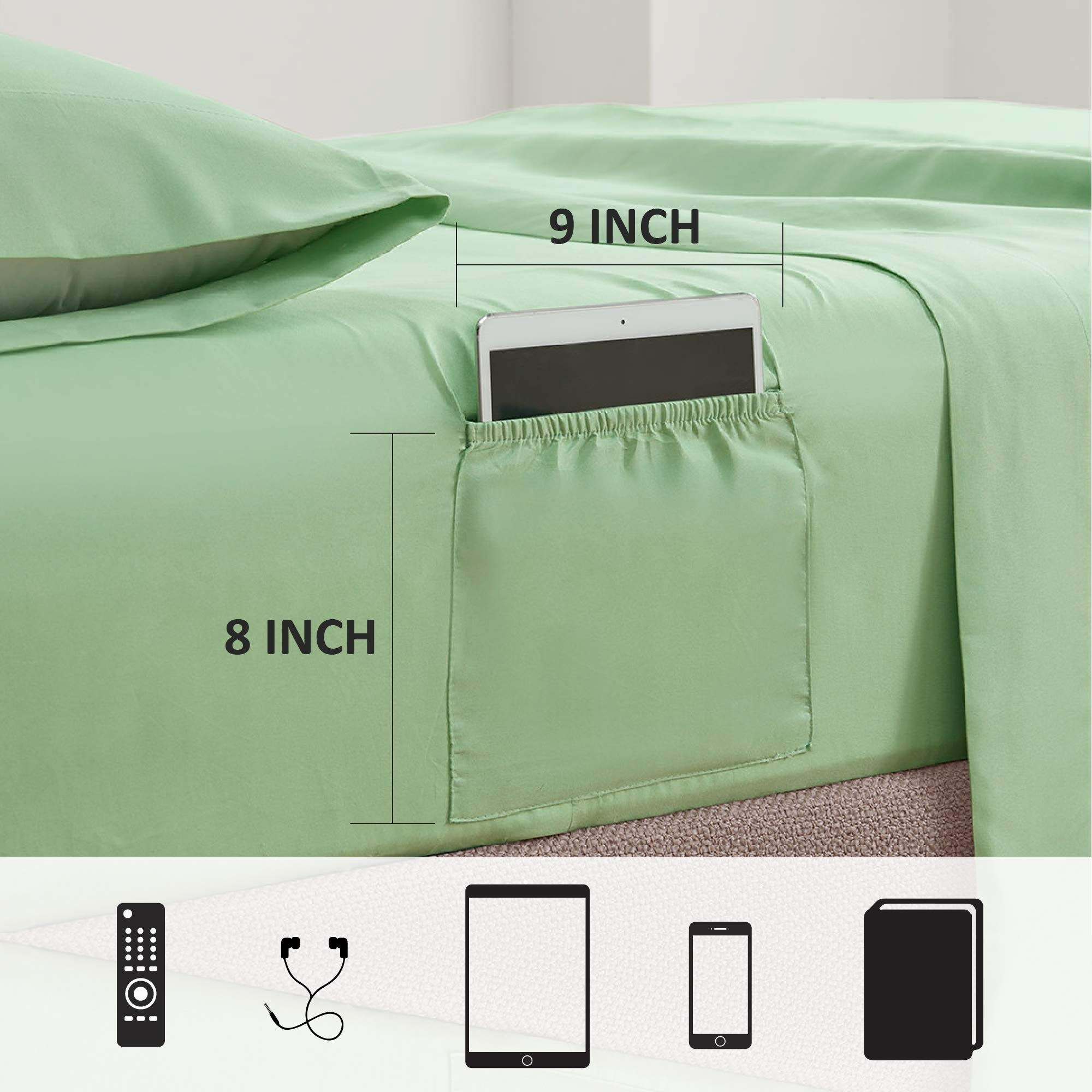 Comfort Spaces 9-Pieces Queen Bed in a Bag Comforter Sets Microfiber Down Alternative Daisies Green with Sheet Set and Side Pockets - image 2 of 12