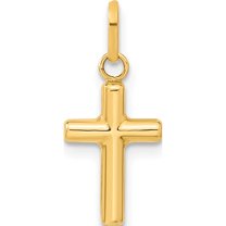 14K Yellow Gold Hollow Cross Pendant Made In Italy xr165