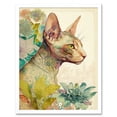 thumbnail image 1 of Sphynx Cat with Floral Tattoo in Flower Blooms Colourful Modern Watercolour Illustration Art Print Framed Poster Wall Decor 12x16 inch, 1 of 5