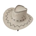 thumbnail image 2 of WEIGFI Child Boys Girls Cowboy Hat Sun Cap Wide Brim Cap With Adjustable Chin Strap Solid Color Stage Performance Dress Up Casual Outdoor Summer Cute Beach Caps,White,10-17 Years, 2 of 6