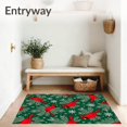 thumbnail image 3 of ODIKA 4'x6' Machine Washable Non-Slip Area Rug, Enchanted Woodland Cardinal Snowflake Christmas Floor High Traffic Rug, Green, 625144, 3 of 7