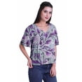 thumbnail image 3 of Moomaya Blouse d'Été Boho à Manches Courtes en Rayonne Imprimée pour Femmes, 3 of 5