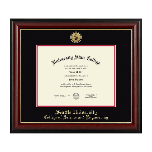 Framerly - Seattle Engineering Diploma Frame with Black and Red Mat