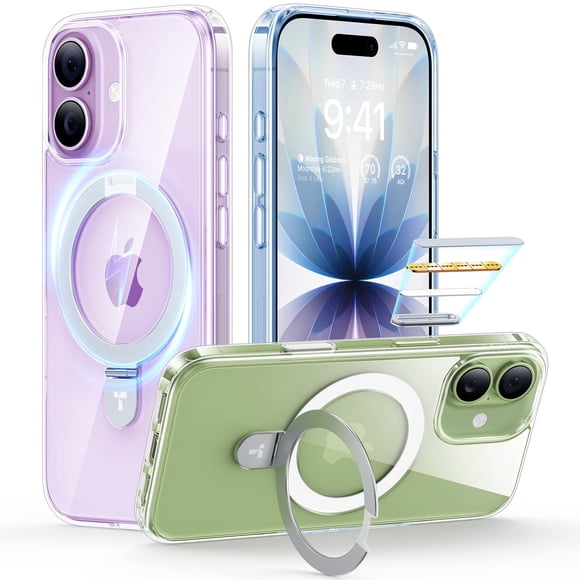 Funda de teléfono TORRAS Ostand para iPhone 17 transparente con soporte de 6.3 pulgadas