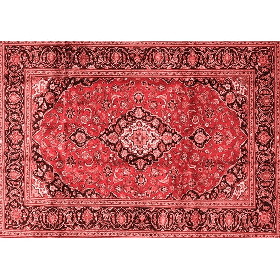 Ahgly Company Indoor Rectangle Medallion Red Traditional Area Rugs, 6' x 9'