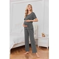 thumbnail image 3 of EKOUAER Women's Maternity Nursing Pajamas Sets Short Sleeve Postpartum Pregnancy Pajama for Hospital Breastfeeding PJS with Pants, 3 of 7