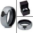 thumbnail image 4 of Tungsten Elephant Animal Polygon Style Art Band Ring 8mm Men Women Comfort Fit Black Dome Brushed Gray Polished, 4 of 4