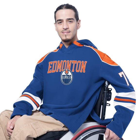 Men's G-III Sports by Carl Banks  Royal Edmonton Oilers Adaptive Wear Lord Stanley Hooded Long Sleeve Sweatshirt