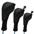 thumbnail image 6 of Black Golf Head Covers Driver Fairway Woods Headcovers Long Neck Knit Head Covers for Golf Club Fits All Fairway and Driver Clubs 3pcs, 6 of 8