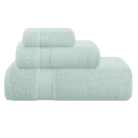 MALLONI HOME Ultra Soft 3 Pack Cotton Towel Set, Contains a Bath Towel 28x55 inch, a Hand Towel 16x24 inch & a Wash Coth 12x12 inch, Ideal Everyday use, Compact & Lightweight - Sea Green
