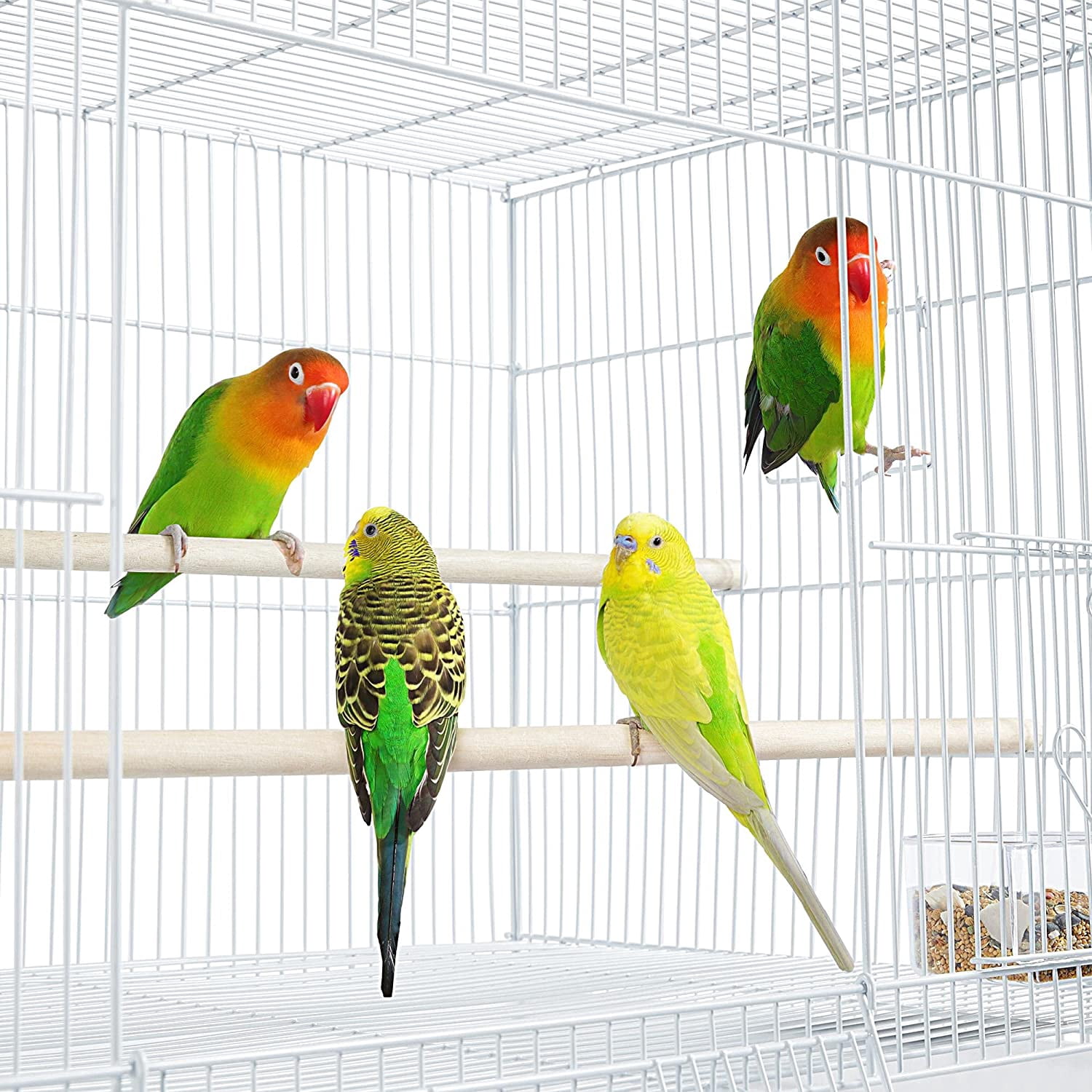 LibraMAl 30‘’ Flight Bird Cage Stackable Design for Small and Medium Birds with Slide Out Tray and Bottom Grate Budgies Cockatiels Lovebirds Canaries Parakeet Cage, White