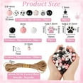 thumbnail image 3 of 305Pcs 15 Style Paw Wooden Beads Dog Bone Wood Beads Black White Dog Footprint Beads Pink Paw Wooden Craft Beads Pet Loose Spacer Beads with 11 Yards Cord, 3 of 9