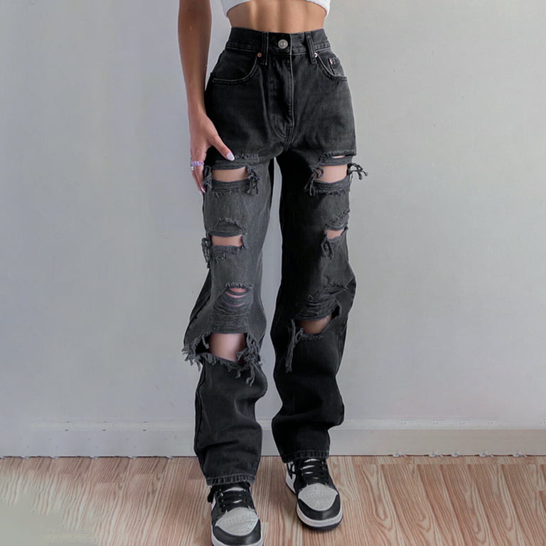 Outfit Made Chain Destroyed Jeans Black / XL