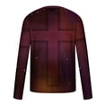thumbnail image 4 of Blusas y camisas de manga larga con cuello redondo para hombre, blusa informal de manga larga con cuello redondo y estampado de rayas, blusa de poliéster para hombre, 4 of 5