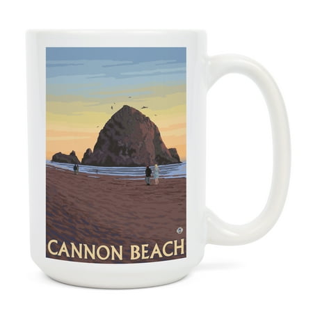 

15 fl oz Ceramic Mug Cannon Beach Oregon Haystack Rock Dishwasher & Microwave Safe