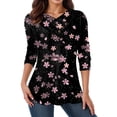 thumbnail image 1 of Gibobby Blusa Manga Larga Moda Cuello redondo Manga corta Camiseta con estampado de amor Tops de manga larga para mujer Blusas con botones y cuello en V fruncidos Camisas casuales（Rosa， XXL), 1 of 4