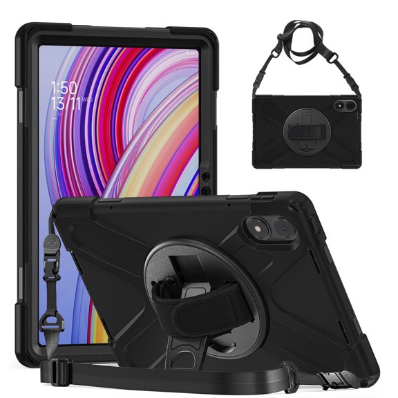 XYX for Xiaomi Redmi Pad Pro 12.1/Poco Pad 12.1 inch 2024 Tablet Case with Hand Strap, Shoulder Strap, Black