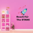 thumbnail image 3 of Reach for the Stars Quote Lettering Wall DecorWall Decal Decoration Reach for the Stars Adventurous Space Cartoon Rocket Decorating Ideas for Boy's Bedroom Size: 9 In(W) x 10 In(H), 3 of 5
