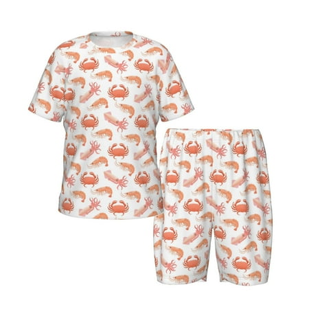 Boys Girls Pajamas Sets for Kids  Crab Squid Shrimp Toddler Sleepwear Lounge Short Sleeve PJ Set 2 Pcs