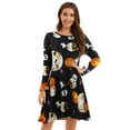 thumbnail image 6 of CRAYNER Casual Womens Halloween Dresses, Long Sleeve Loose Fits T Shirt Dress Crew Neck A-line Flowy Swing Dress with Pockets, L, 6 of 8