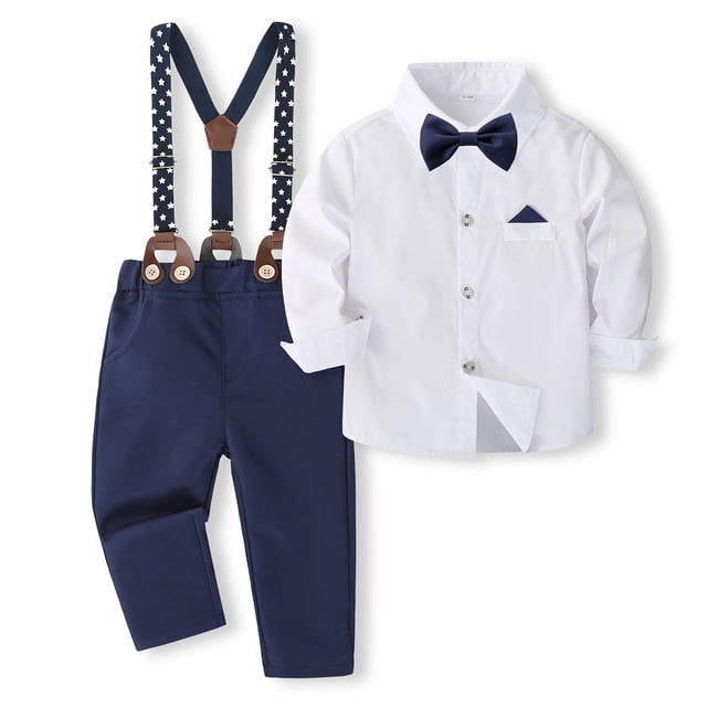 WUANDIXFA Complet pour Bébé Garçon Ensemble Gentleman pour Garçons Robe de Spectacle Fleur Complet de Fin de Semaine pour Garçons d'Anniversaire Complet pour Garçons Blanc, 2-3 Ans