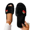 thumbnail image 6 of Taqqpue Open Toe Slipper for Women Women Fashionable Casual Winter Open Toe Home Friendly Soft Cotton Flat Slippers Fuzzy House Slippers Gift for Women, 6 of 9