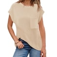 thumbnail image 2 of Short Sleeve Sweater for Women Crew Neck Ribbed Knit Vests Pullover Tops, 2 of 5