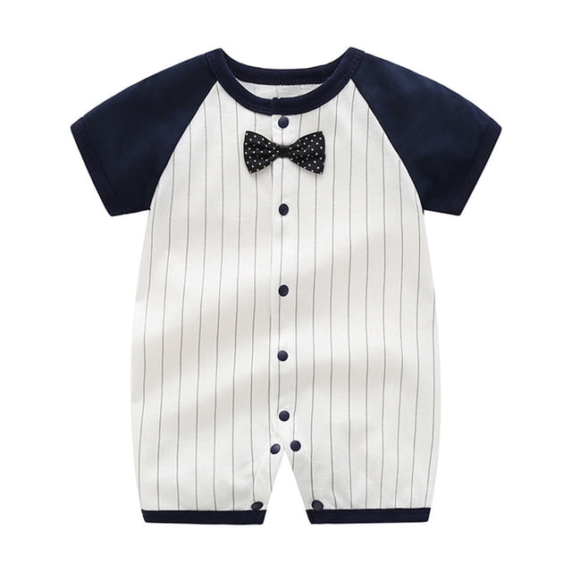 Barboteuse pour Garçons et Filles Tout-Petits, Combinaison Imprimée à Manches Courtes avec Col Rond, 100 % Polyester, Tissu Léger et Respirant, pour un Port Décontracté en Été et des Fêtes d'Anniversaire