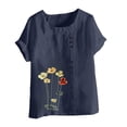 thumbnail image 4 of HongQid Womens Embroidered Tops Casual Summer Boho T Shirts Loose Fit Short Sleeve Linen Floral Blouses, 4 of 5