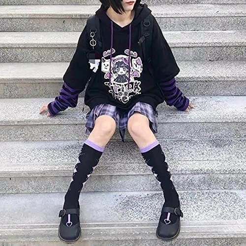 CoCopeaunt Men Y2K Harajuku Hoodie Kawaii Japanese Manga Aesthetic Fake Two  Piece Sweatshirt Anime Preppy Oversize Cute Pullover Tops 