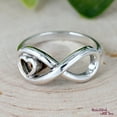 thumbnail image 3 of Oxidized Solid 925 Sterling Silver Infinity with Heart Accented Promise Ring, Infinity Loop Heart Anniversary Ring, Womens Statement Ring Ring Size-9.5, 3 of 6
