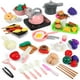 thumbnail image 1 of ColoMX Accesorios de cocina de juego, cocina para niños, juguetes para juego de imitación con ollas, sartenes, utensilios de cocina, juguetes, juego de comida, verduras de juguete para niñas y niños, 1 of 8