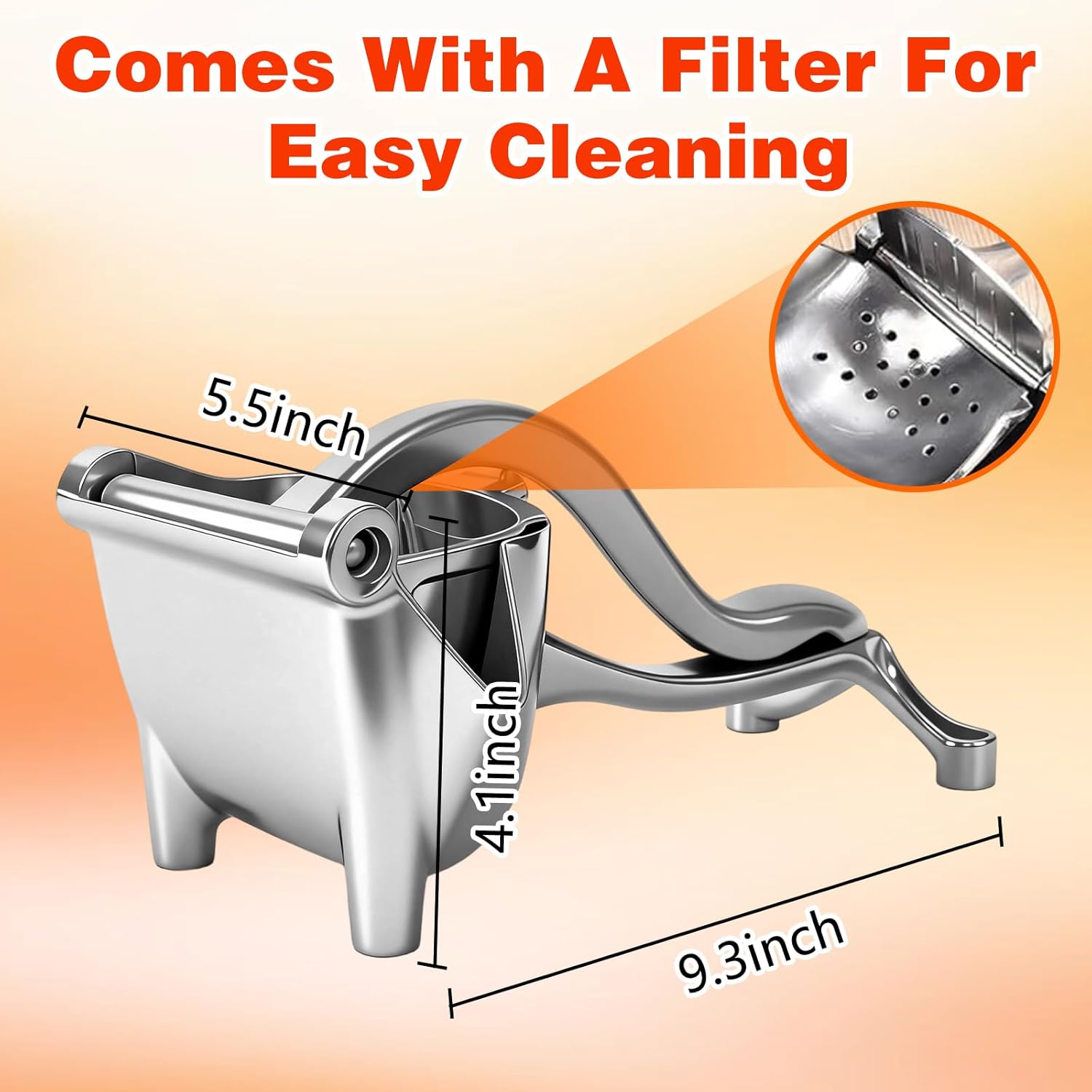 Fresh Fruit Juice Extractor, Manual Hand Press Juicer with Heavy-Duty Aluminum Alloy & Ergonomic Grip for Efficient Extraction, Easy-Clean,
