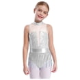 thumbnail image 1 of inlzdz Justaucorps Sans Manches à Franges pour Filles, Patchwork à Sequins, Franges, Jazz Cha Cha, Performance, Blanc 14, 1 of 6