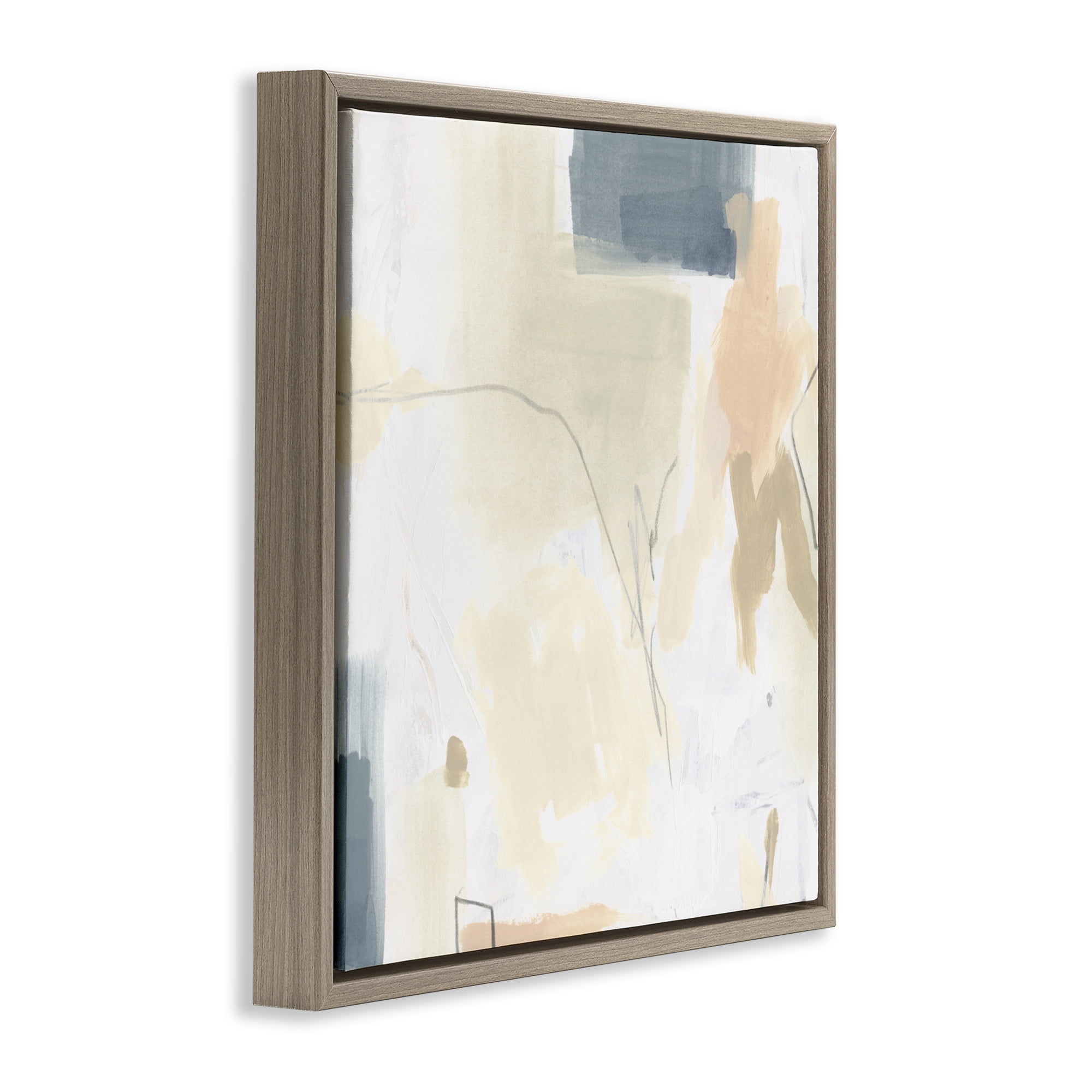 Stupell Industries Plaster Line Abstract Brown Framed Floater Canvas Wall Art, design by June Erica Vess