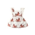 thumbnail image 1 of Baby Girls Easter Dress Newborn Rabbit Pattern Printed Open Back Tie-up Flying Sleeve Dresses, 1 of 7