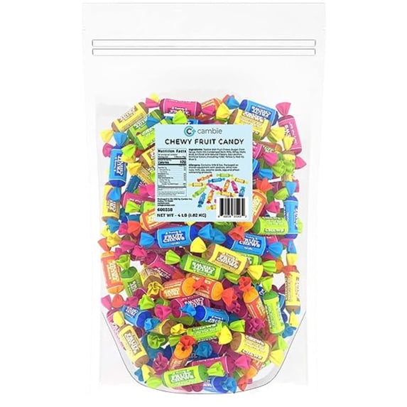 Tootsie Roll Fruit Chews by Cambie | 4 Pounds of Assorted Chewy Fruit Candy in Cherry, Lemon, Lime, Orange and Vanilla | Mouth Watering & Delicious | Repackaged Fresh in a Resealable Pouch | 4 lbs