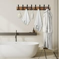 thumbnail image 4 of Wall Mounted Coat Rack 31.5'' Wooden Burnt Brown Plate with 8 Black Tri Hooks, Heavy Duty Metal Coat Hooks for Entryway Bathroom Decor, 4 of 7