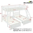 thumbnail image 3 of Full Over Twin & Twin Triple Bunk Bed For Kids, Boys,Girls, Kids Bunk Bed with 3 Storage Drawers, Ladder, Headboard and Safety Guardrail, Convertible to 3 Beds, No Box Spring(White), 3 of 11