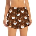thumbnail image 2 of Xecao's Cute Sloths Bear Relaxing In Coffee Cup for a double-layer running short for women, perfect for gym, tennis, and more, featuring a convenient pocket., 2 of 9